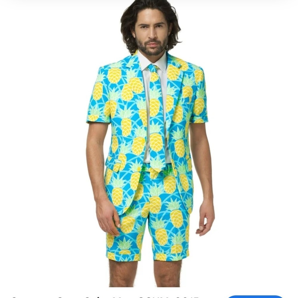 New OppoSuits Pineapple Print Blazer - Blue and Yellow - Picture 2 of 14